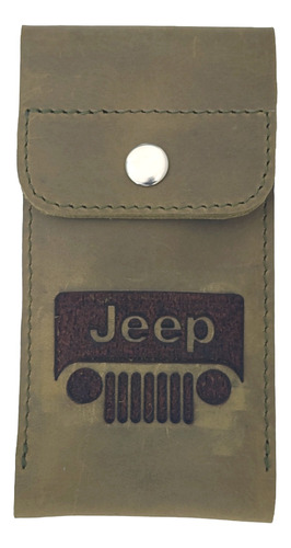 Porta Celular Logo Jeep En Laser Piel 100% Genuina 