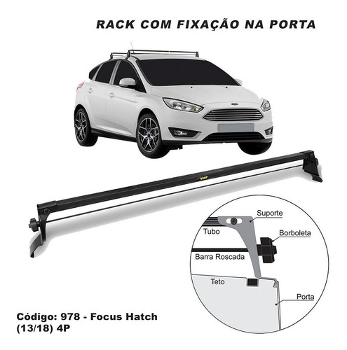 Rack Teto Travessa Ford Focus Hatch 4 Portas 2014 Até 2017