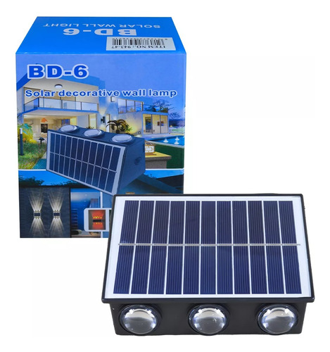 Lampara Led Solar Color Cálido De Pared Con 6 Ojos Automatic