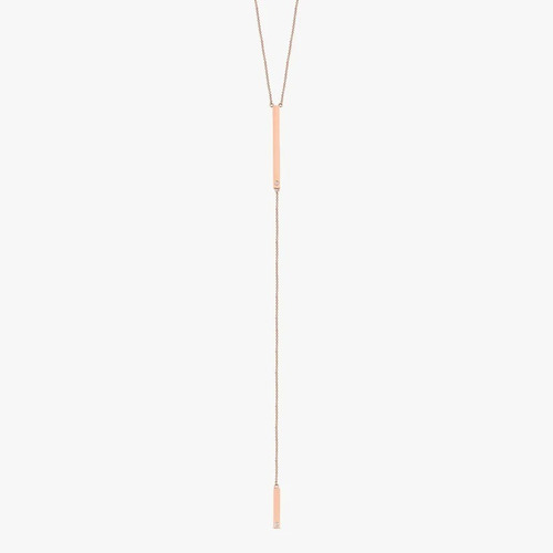 Colar Ouro Lariat Delicado Barra Maciça Diamantes Solitario