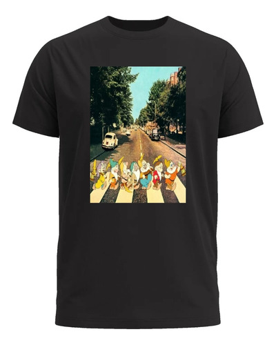 Camiseta Preta Rok N Roll Beatles Sete Anões 7 Neve B45