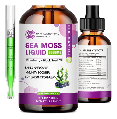 Sea Moss - Gotas Liquidas De Musgo Marino Irlandes De 3000 M