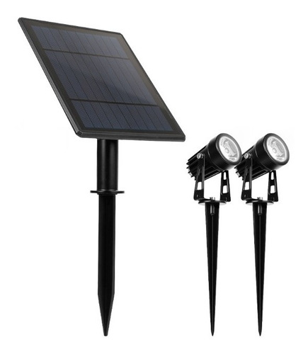  Estacas Led 1w (x2) + Panel 2w Solar Ip65 3000°k Macroled 