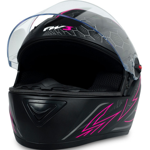 Imagem 4 de 5 de Capacete Com Narigueira Para Moto Gt2 Preto Rosa Resistente