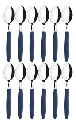 Juego de cucharas de mesa Tramontina Ipanema, color negro, mango de 12 pulgadas, color azul