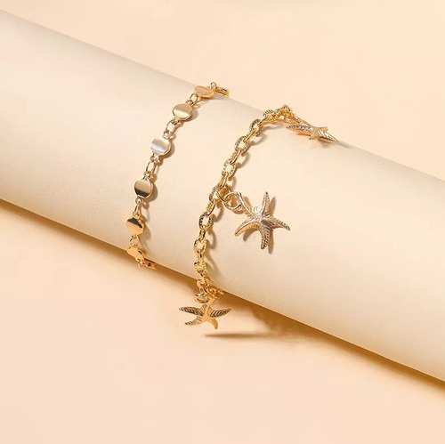 Set 2 Pulseras Tobillera Tropical Estrella Playa