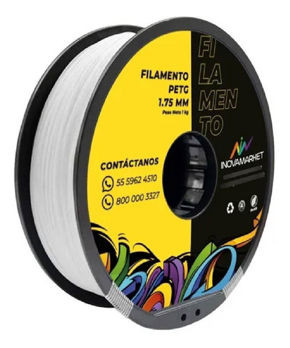 Filamento Petg 1.75 Mm Color Blanco Marca Inovamarket