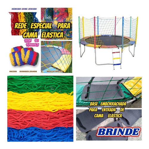 Imagem 1 de 9 de Rede De Proteção P/cama Elastica De 2,44 Mt+6 Isotubo+brinde