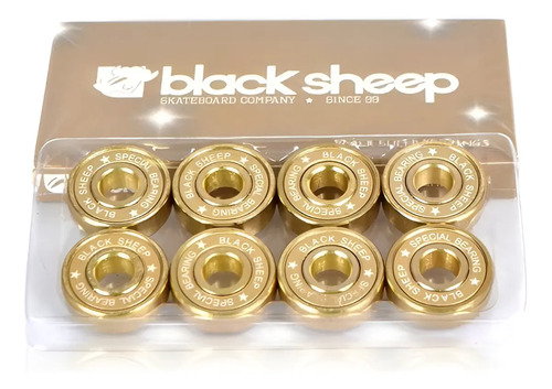 Rolamento Black Sheep Gold Precision Dourado Skate Longboard Patins Aço Inox