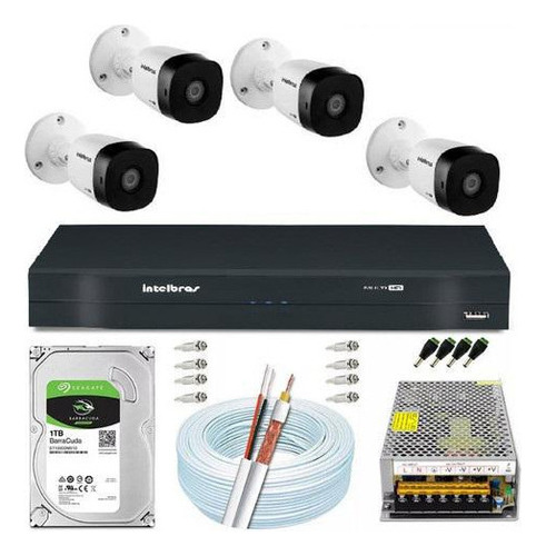 Kit 4 Cameras Hd Completo Intelbras Cftv Monitoramento
