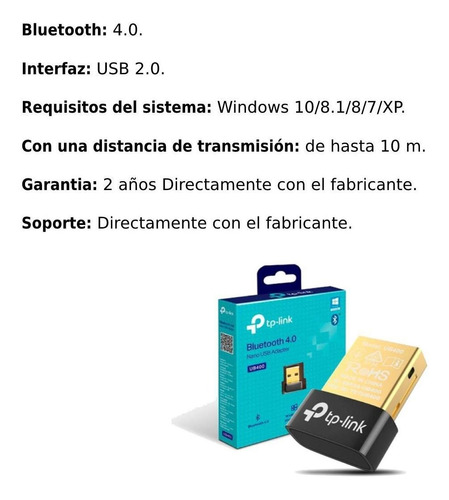 Imagen 6 de 8 de Adaptador Nano Usb Bluetooth 4.0 Tp-link Ub400