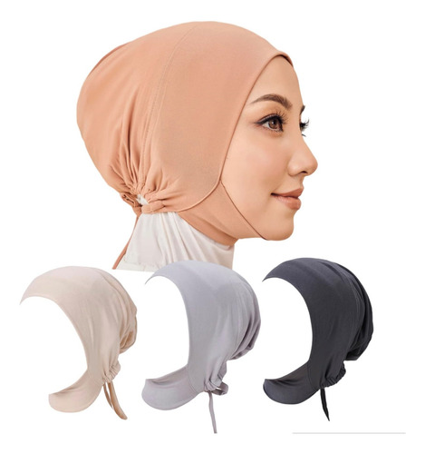 Paquete 3 Gorros Hijab Interiores Cubierta Completa Color Y