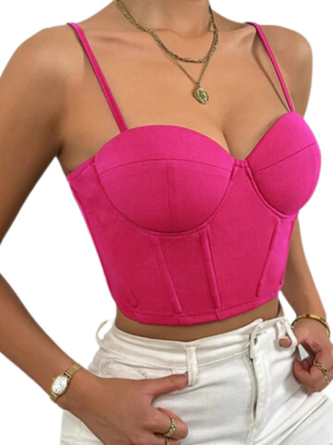 Top De Tirantes Con Copas Magenta