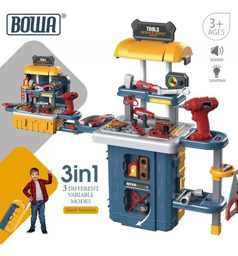 Maleta De Juego Taller De Construcción Móvil 3 En 1 Bowa