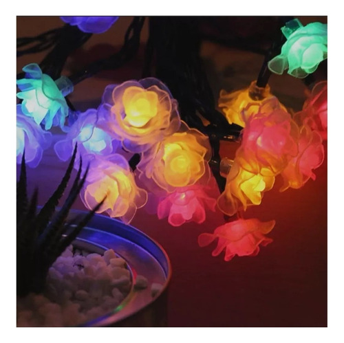 Solar Led Impermeable 5m 40 Led Serie De Luces Rose Jardín Luces Multicolor