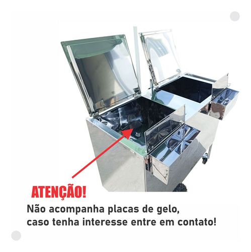 Carrinho Duas Cubas Duplo Inox Açaí Refrigerantes Sucos