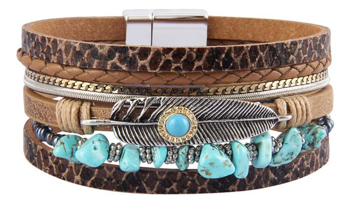 Gelconnie Pulsera De Cuero Para Mujer, Pulsera De Cuero Boho