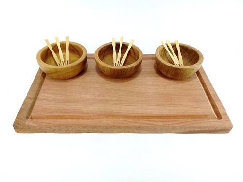 Imagen 1 de 7 de Copetinero Con Cazuelas De Madera Y Pinches