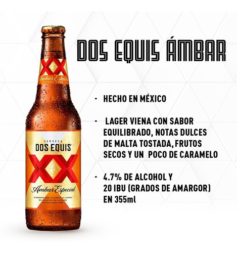 Cerveza Ambar Dos Equis 24 Pack Botella 355 Ml