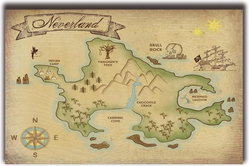 Póster De Mapa De Peter Pan, Neverland Inspirado En Xihoo Pa