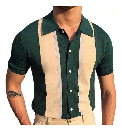 Camisa De Solapa Para Hombre, Cárdigan Con Una Sola Hebilla