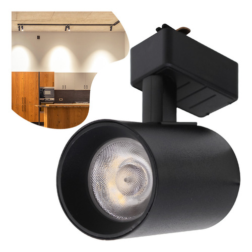 Spot Para Trilho Eletrificado Preto Led 7w Branco Neutro 110v/220v (bivolt)