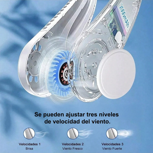 Ventilador De Cuello Portátil Recargable Con 3 Velocidades Rosa