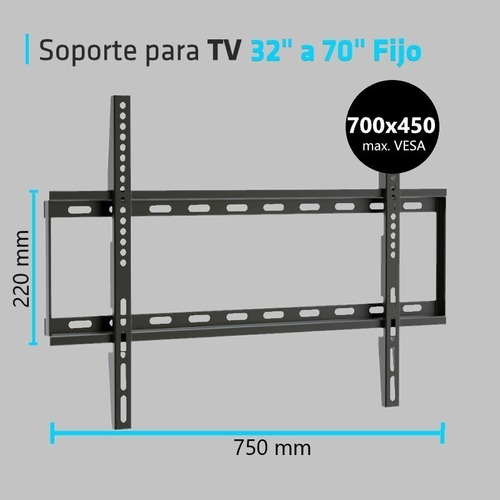 Imagen 4 de 10 de Soporte Tv Led Lcd Smart 32-70 Pulgadas Fijo Extra Chato