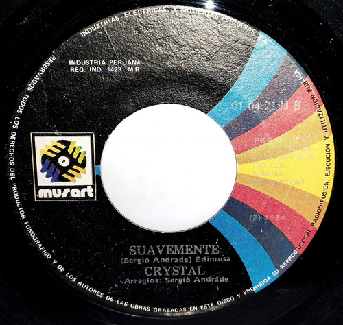 Single 45 Crystal - Suavemente + Cielo Azul 1984 Musart