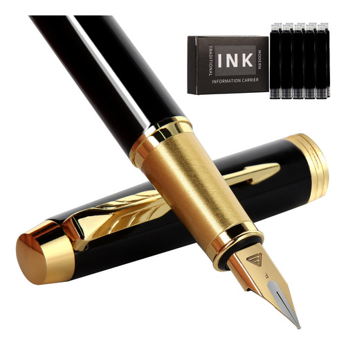 Pluma Estilográfica Elegante Con Estuche Y 10 Cartuchos Tint