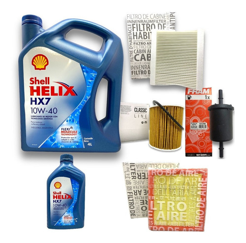 Kit Aceite Shell Helix 10w40 Y 4 Filtros Jeep Renegade 1.8 