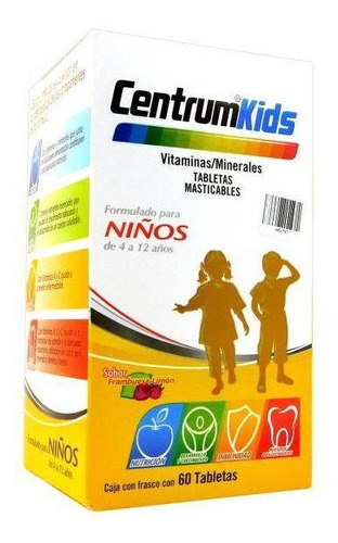 Centrum Kids C/60 Tab Masticables / Vitaminas Y Minerales Sabor Frambuesa-Limón