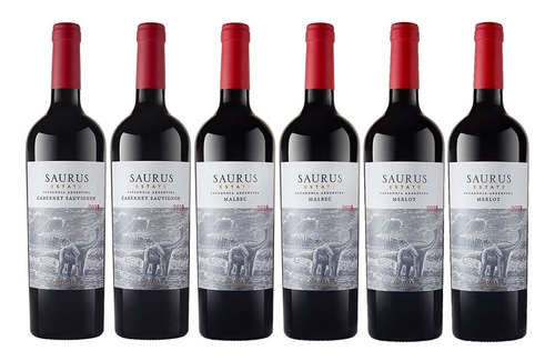 Combo Vinos Saurus Malbec + Cabernet + Merlot X 6 Unid