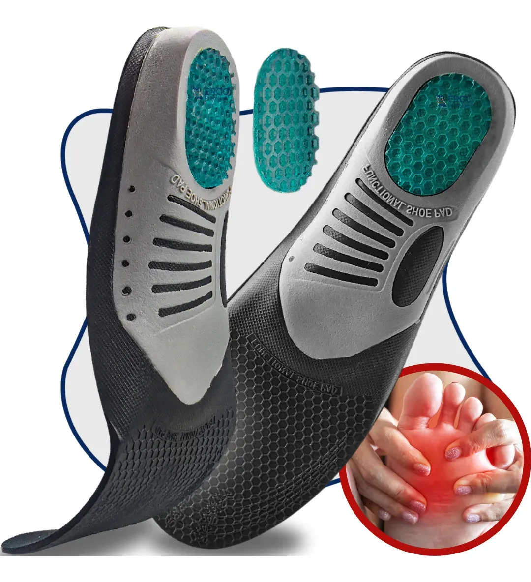 Palmilha Tratamento Ortopédico Para Correção Fascite Plantar Cor Preto Tamanho Da Palmilha 1 Par 41-46