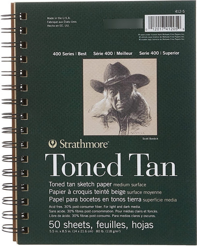 Cuaderno De Dibujo Strathmore Toned Tan 14x21,6 Cm 50h 118g