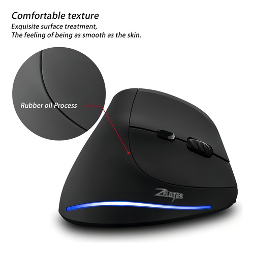 Mouse Gamer Vertical Inalámbrico Recargable Zelotes F35
