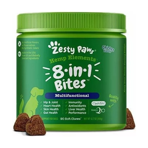 Zesty Paws 8-en-1 Aperitivos Para Perros + Semilla De Caña