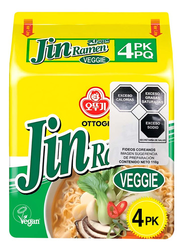 Ramen Coreano Jin Veggie 110g Caja 32pz Ottogi
