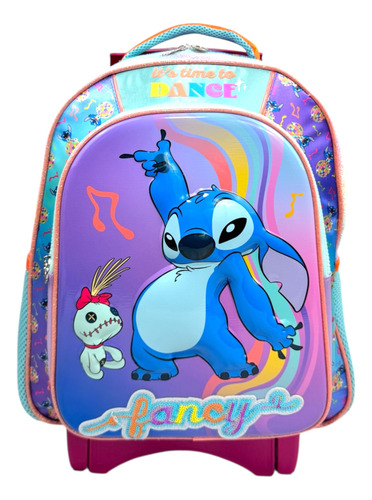Mochila Rueditas Carrito Stitch Fancy Primaria Ruz Original Violeta Stitch