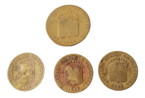 Locha Más Puyas Amarillas 1944 Venezuela  Lote 4 Monedas 