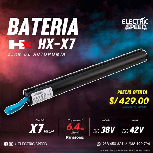 Bateria Original Para Scooter Hx X7 / X7 Pro Blackline