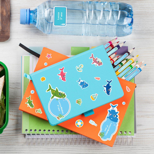 Imagem 2 de 3 de Etiquetas Escolares Personalizadas Baby Shark Kit Jumbo