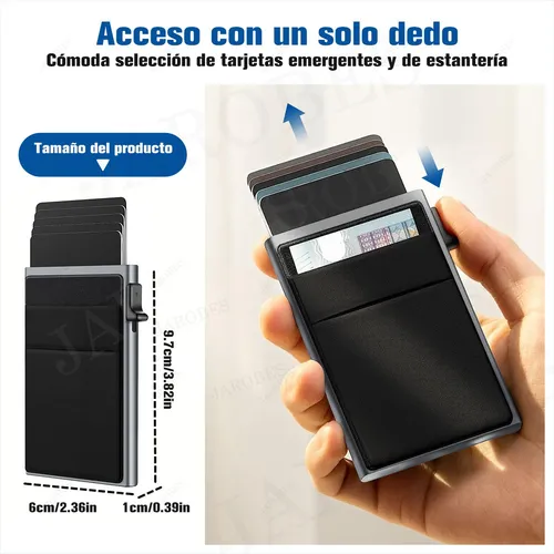 Tarjetero Cartera Pop Out Porta Tarjeta Seguridad Antirrobo