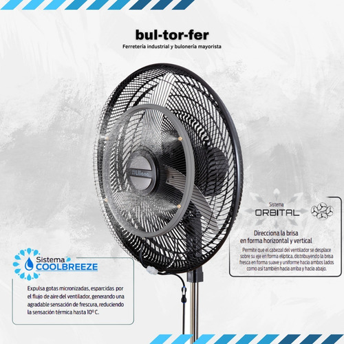 Imagen 2 de 5 de Ventilador De Pie Liliana 20 PuLG Rociador De Agua Orbital