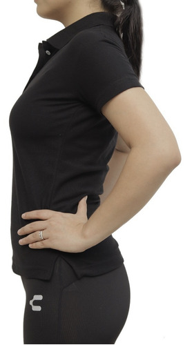 Imagen 2 de 3 de Playera Tipo Polo Color Negro Dama Algodón Peinado