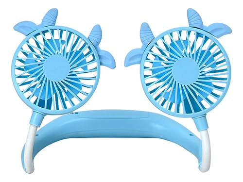 Ventilador De Cuello Portátil Silencioso Usb Recargable Cantidad De Aspas 5 Estructura Azul Aspas Azul Diámetro 20 Cm Frecuencia N/a Material De Las Aspas Plástico