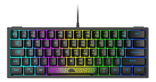 Teclado Con Cable K61 Rgb, 60 Por Ciento, 62 Teclas, Ergonóm