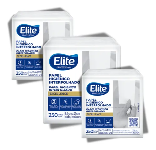 Kit 3 Papel Higiênico Interfolhado Elite Softys 750fls
