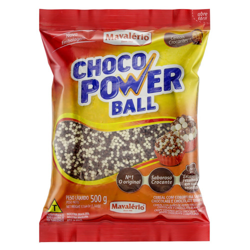 Imagem 1 de 2 de Cereal Choco Power Ball Micro Chocolate e Chocolate Branco Mavalério Pacote 500g