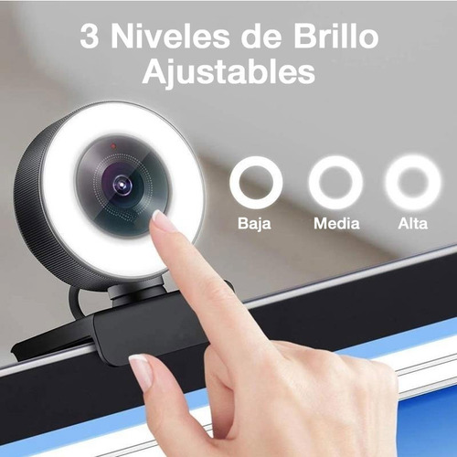 Camara Web Webcam Para Pc Full Hd 1080 Luz Led Tripode Noga
